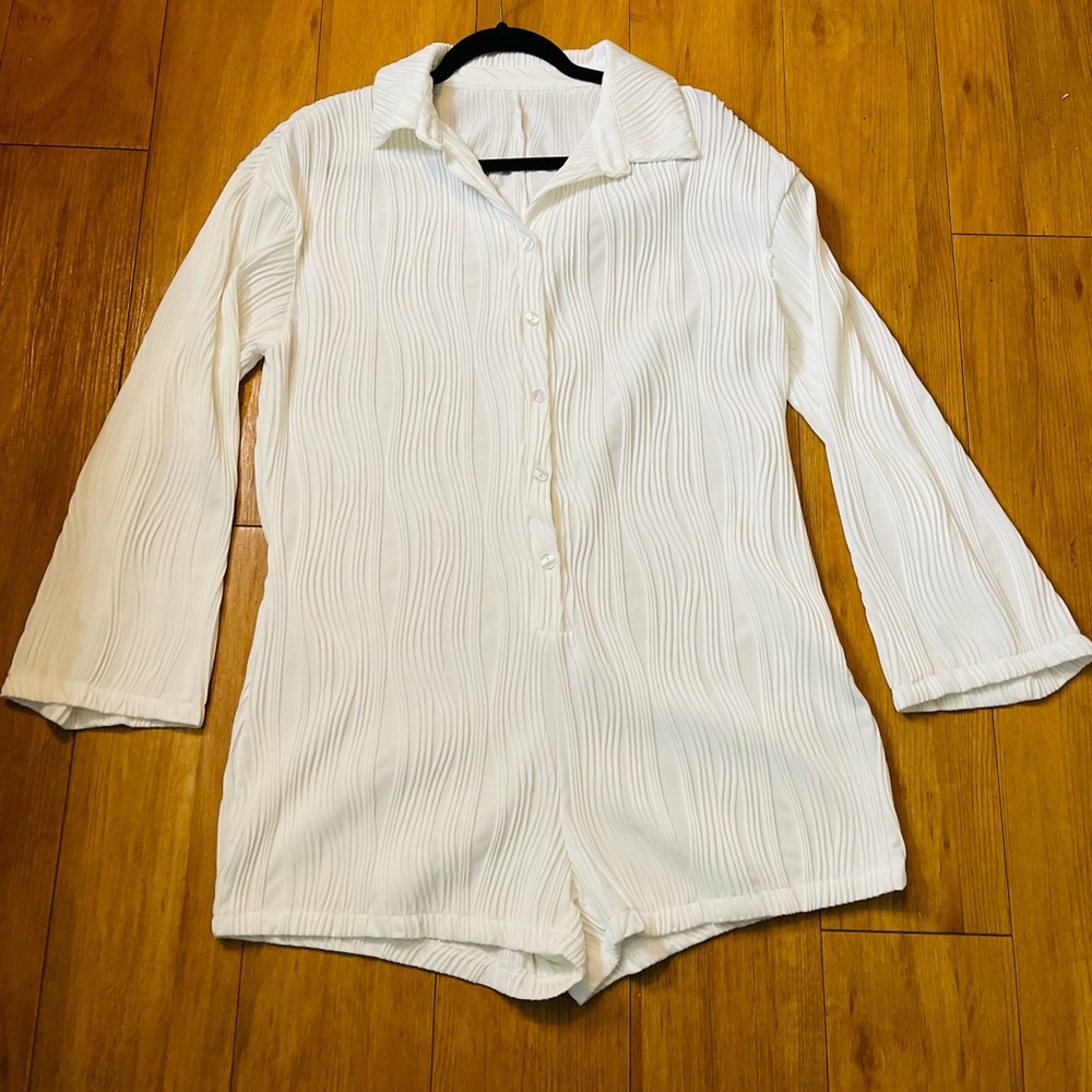 White Textured Women's Top
